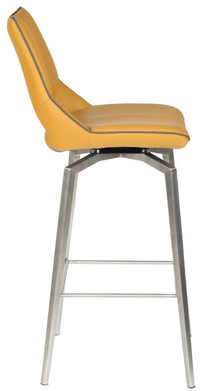 Shankar Mako Swivel Leather Effect Yellow Bar Chair