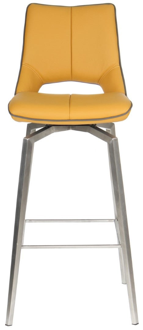 Shankar Mako Swivel Leather Effect Yellow Bar Chair