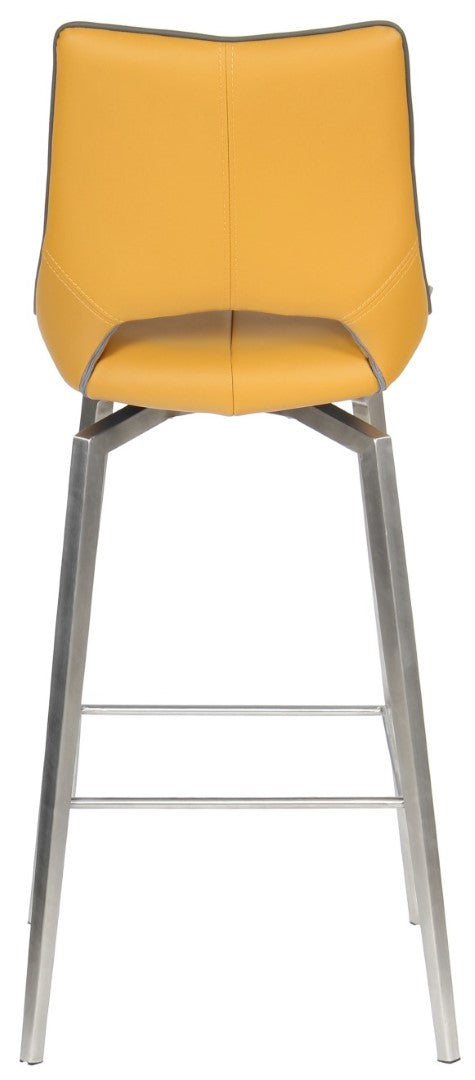 Shankar Mako Swivel Leather Effect Yellow Bar Chair