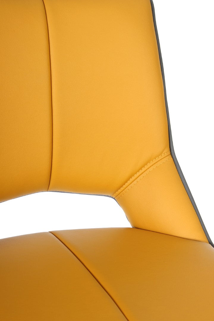 Shankar Mako Swivel Leather Effect Yellow Bar Chair