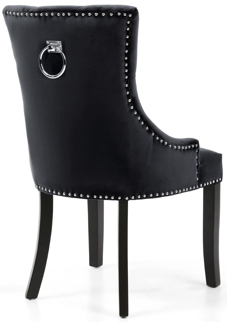 Shankar Chester Brushed Velvet Black Accent Chair In Black Legs