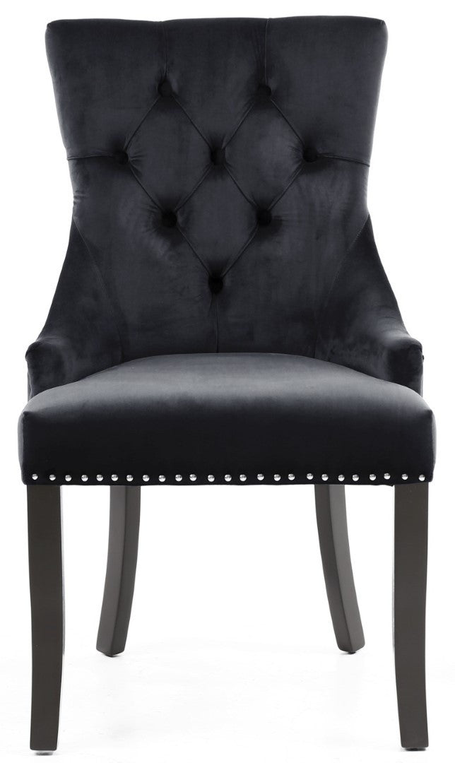 Shankar Chester Brushed Velvet Black Accent Chair In Black Legs