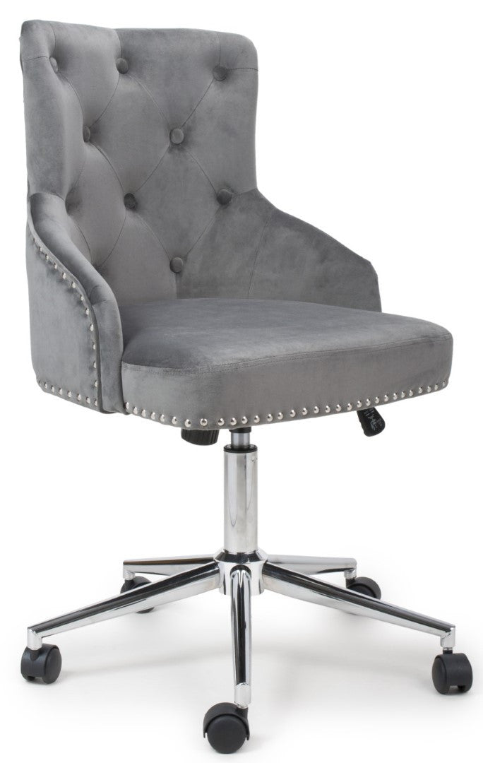 Shankar Rocco Brushed Velvet Grey Office Chair (Sold In Pairs)