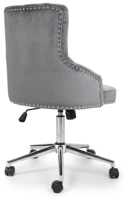 Shankar Rocco Brushed Velvet Grey Office Chair (Sold In Pairs)