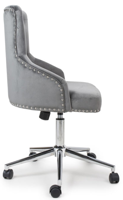 Shankar Rocco Brushed Velvet Grey Office Chair (Sold In Pairs)