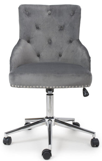 Shankar Rocco Brushed Velvet Grey Office Chair (Sold In Pairs)