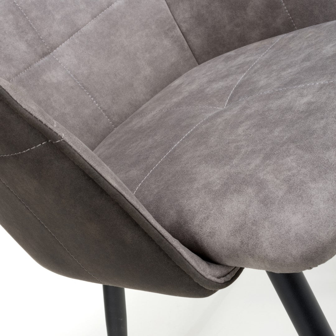 Orion Suede Effect Light Grey Dining Chair (Sold in Pairs)