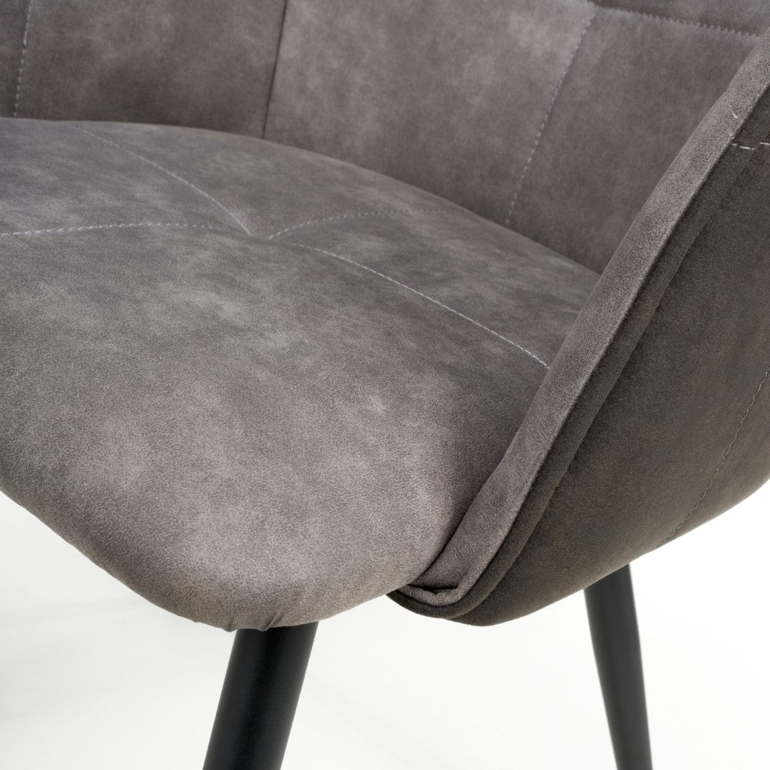 Orion Suede Effect Light Grey Dining Chair (Sold in Pairs)