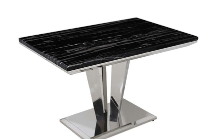 Best 120cm Black Marble Rectangle Dining Table. Free Delivery