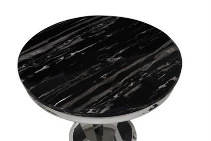 Buy 130cm black marble round dining table for 4