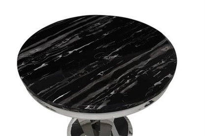 Buy 130cm black marble round dining table for 4