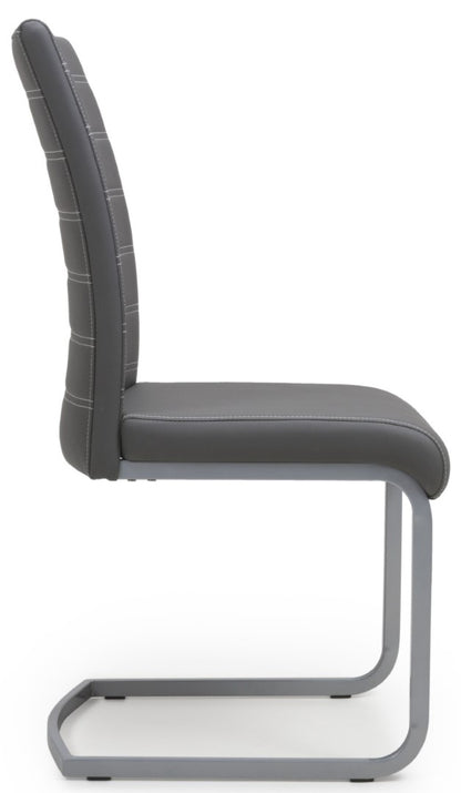 Shankar Callisto Leather Effect Grey Dining Chair (Sold in Pairs)