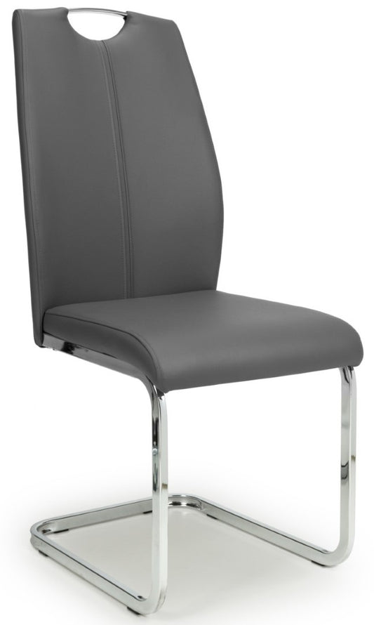 Shankar Toledo Grey Leather Effect Dining Chair (Set of 4 )