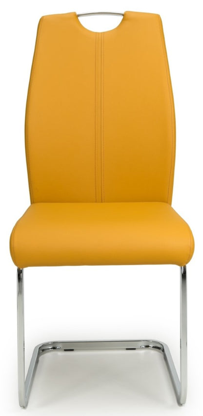 Set of 4 Toledo Yellow Leather Effect Dining Chairs by Shankar Furniture