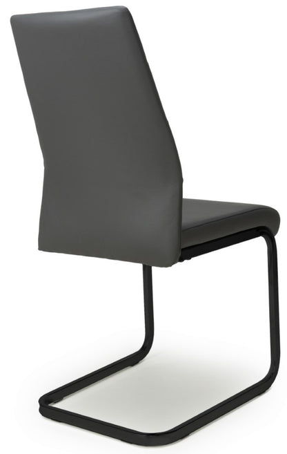 Shankar Cordoba Leather Effect Grey Dining Chair (Set of 4)