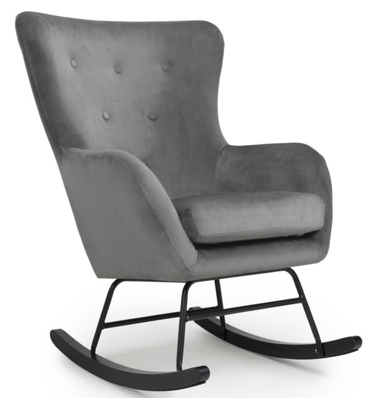 Shankar Alpine Brushed Velvet Grey Rocking Chair