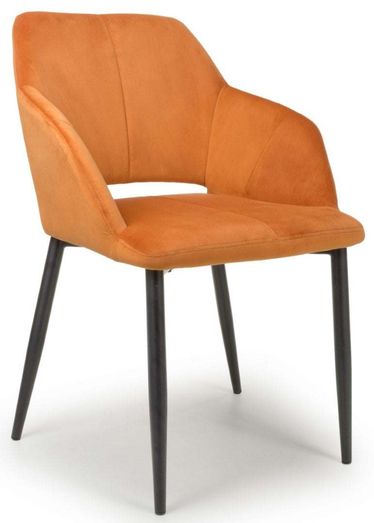 Shankar Nero Brushed Velvet Burnt Orange Dining Chair (Sold In Pairs)