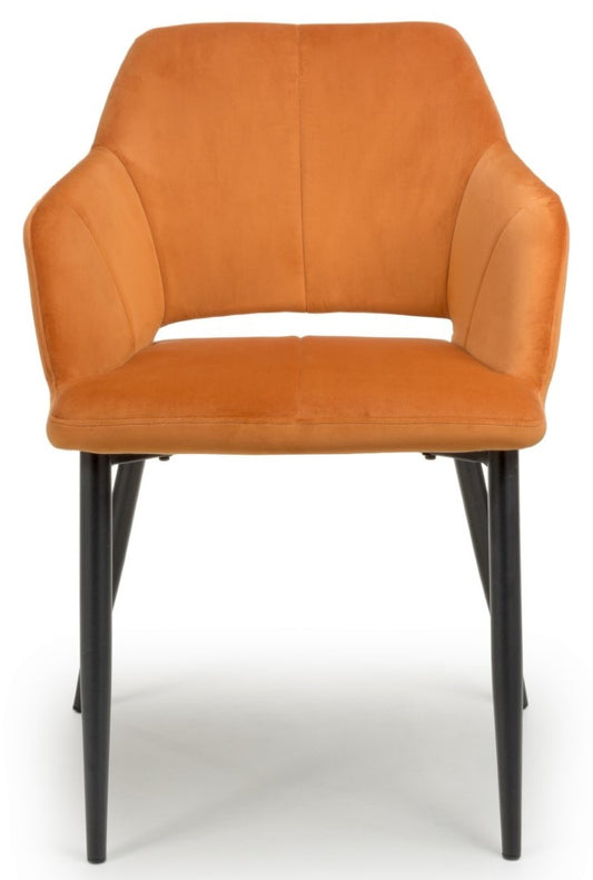 Shankar Nero Brushed Velvet Burnt Orange Dining Chair (Sold In Pairs)