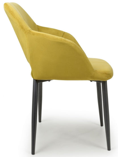 Shankar Nero Brushed Velvet Lime Gold Dining Chair (Sold In Pairs)