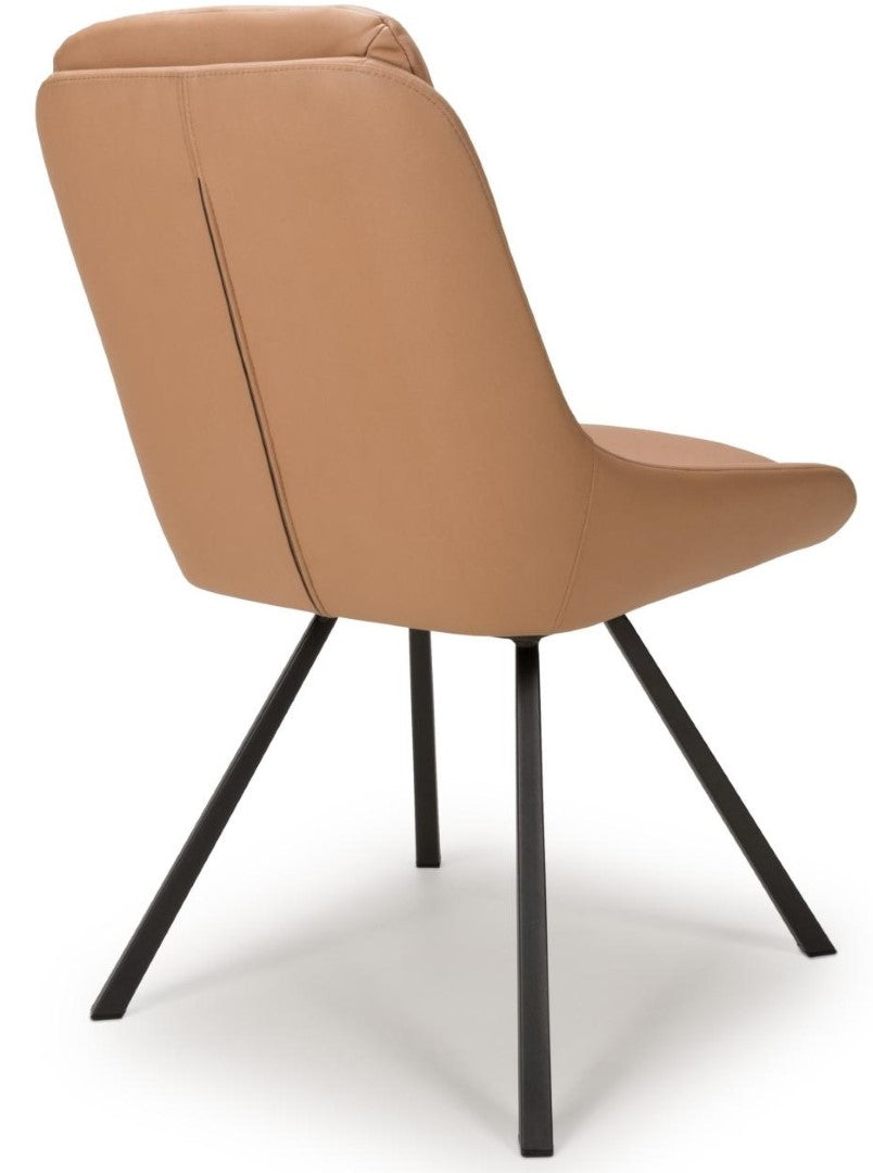 Arnhem Swivel Leather Effect Tan Dining Chair (Sold in Pair)
