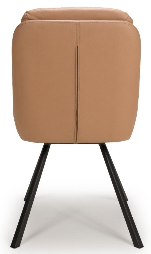 Arnhem Swivel Leather Effect Tan Dining Chair (Sold in Pair)