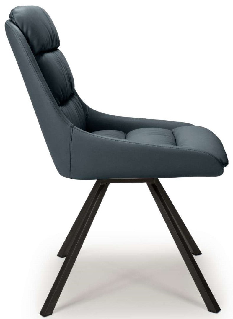 Arnhem Swivel Leather Effect Midnight Blue Dining Chair (Sold in Pair)