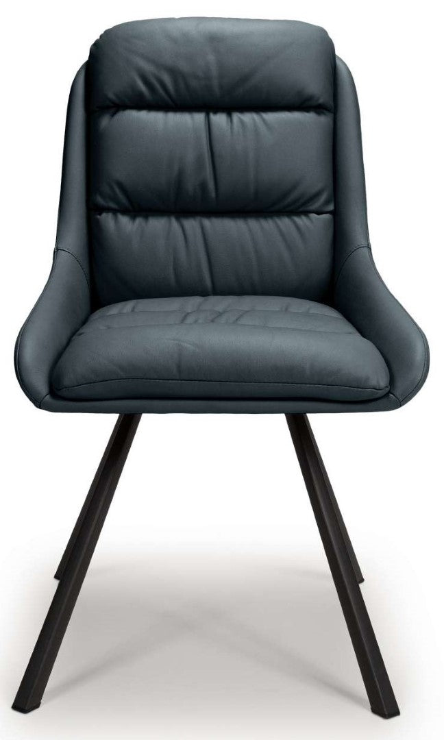 Arnhem Swivel Leather Effect Midnight Blue Dining Chair (Sold in Pair)