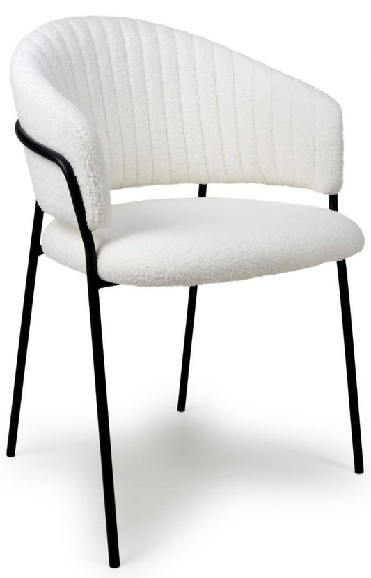 Shankar Maya Boucle White Fabric Dining Chair (set of 2 chairs)