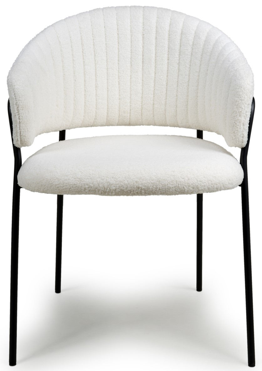 Shankar Maya Boucle White Fabric Dining Chair (set of 2 chairs)