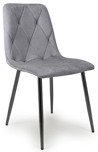 Shankar Vernon Brushed Velvet Grey Dining Chair (Set of 4)