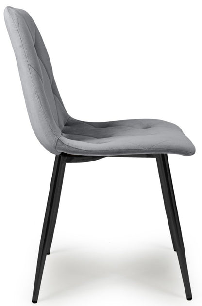 Shankar Vernon Brushed Velvet Grey Dining Chair (Set of 4)