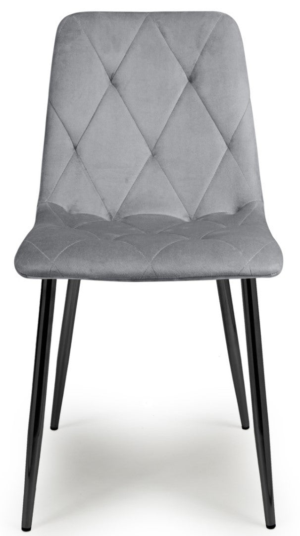 Shankar Vernon Brushed Velvet Grey Dining Chair (Set of 4)