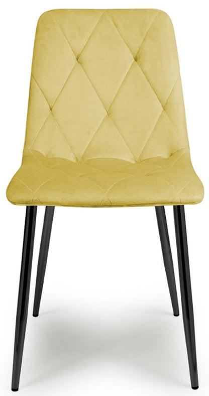 Shankar Furniture Set of 4 Vernon Brushed Velvet Mustard Dining Chairs