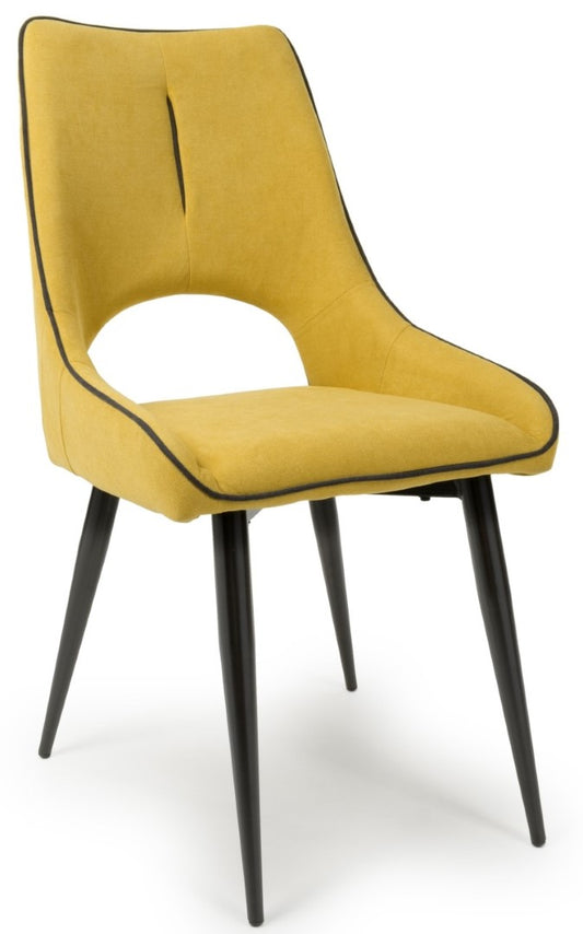 Shankar Lima Chenille Effect Yellow Dining Chair (Sold in Pairs)