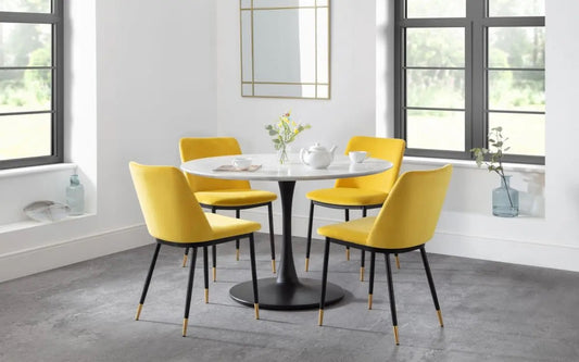 Set Of Holland Round Table & 4 Delaunay Mustard Chairs