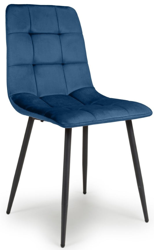 Shankar Madison Blue Brushed Velvet Dining Chair (Sold of 4 chairs)