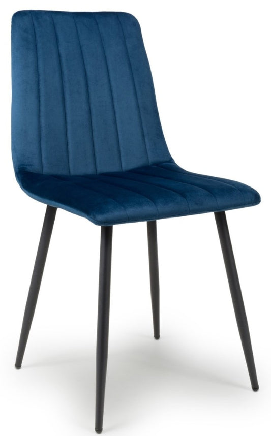 Shankar Lisbon Blue Brushed Velvet Dining Chair (Set of 4)