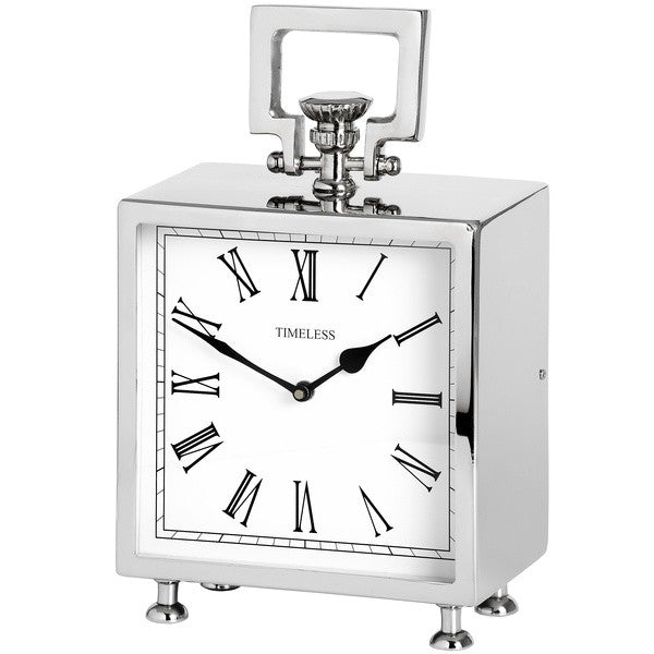 Hill Interiors Square Nickel Table Clock