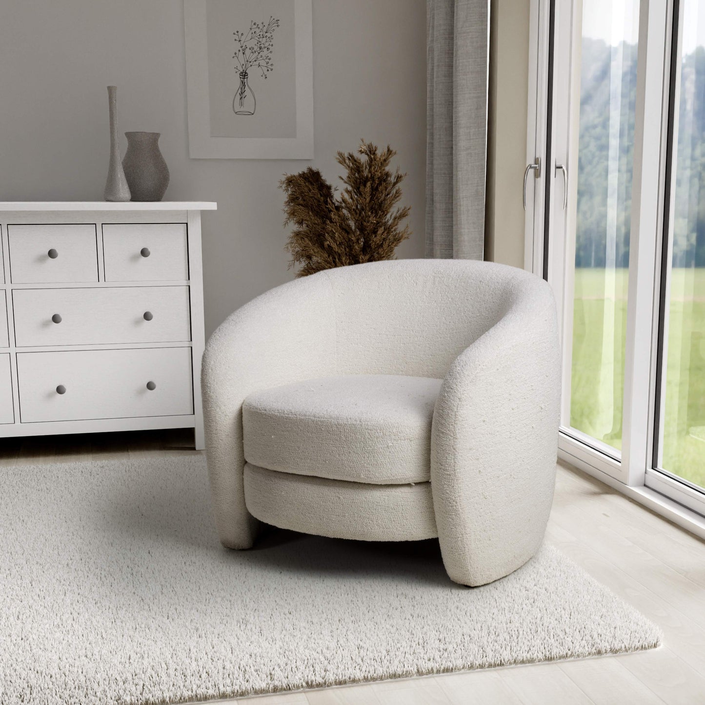 Shankar Petra Boucle Vanilla White Tub Chair