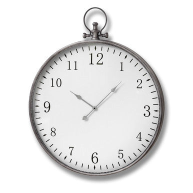 Hill Interiors Silver Pocket Watch Wall Clock