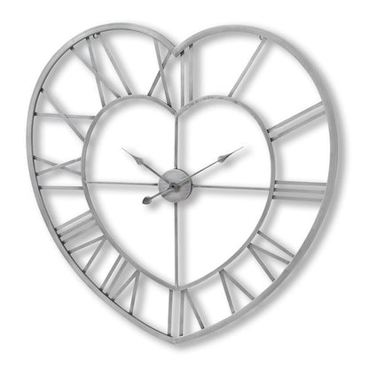 Hill Interiors Silver Heart Skeleton Wall Clock