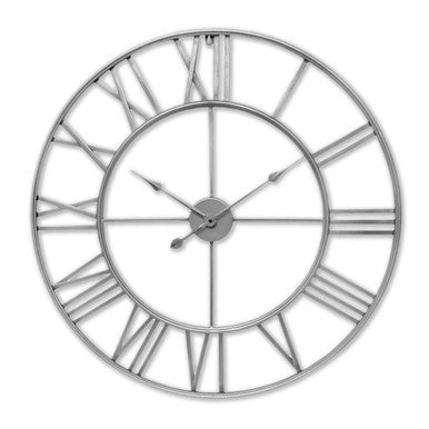 Hill Interiors Large Silver Skeleton Wall Clock