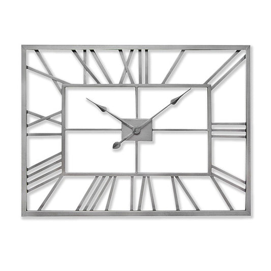 Hill Interiors Silver Rectangular Skeleton Wall Clock