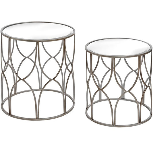 Hill Interiors Set Of Two Lattice Detail Silver Side Table