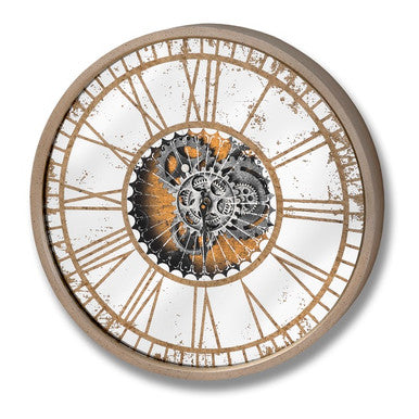 Hill Interiors Mirrored Round Clock With Moving Mechanism