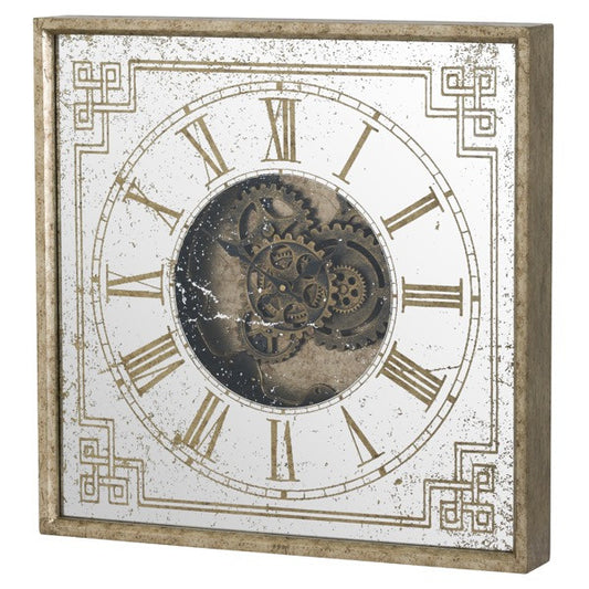 Hill Interiors Mirrored Square Framed Clock With Moving Mechanism