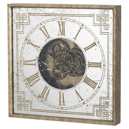 Hill Interiors Mirrored Square Framed Clock With Moving Mechanism