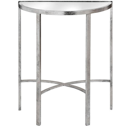 Hill Interiors Mirrored Silver Half Moon Table With Cross Detail