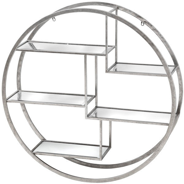 Hill Interiors Large Circular Silver Wall Hanging Multi Shelf