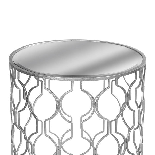 Hill Interiors Set Of Two Arabesque Silver Foil Mirrored Side Tables